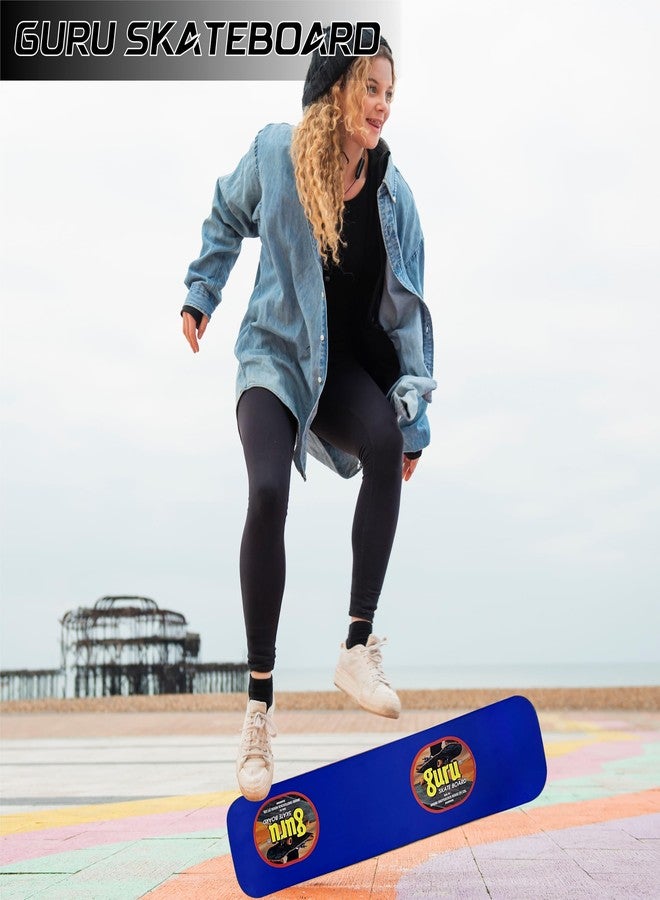 GURU Medium Wooden Non-Slip Skateboard for Kids, Adult 24 inch x 6 inch Skateboard (Blue, Pack of 1) - Image 4